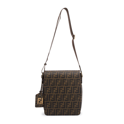 Fendi Small FF Zucca Coated Canvas Flap Messenger Bag
