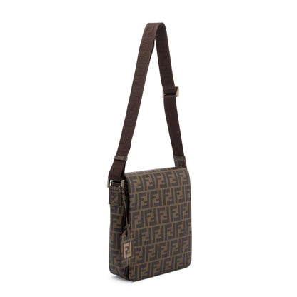 Fendi Small FF Zucca Coated Canvas Flap Messenger Bag