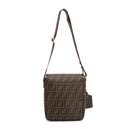 Fendi Small FF Zucca Coated Canvas Flap Messenger Bag