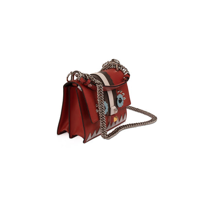 Fendi Small Kan I Faces Leather Bag