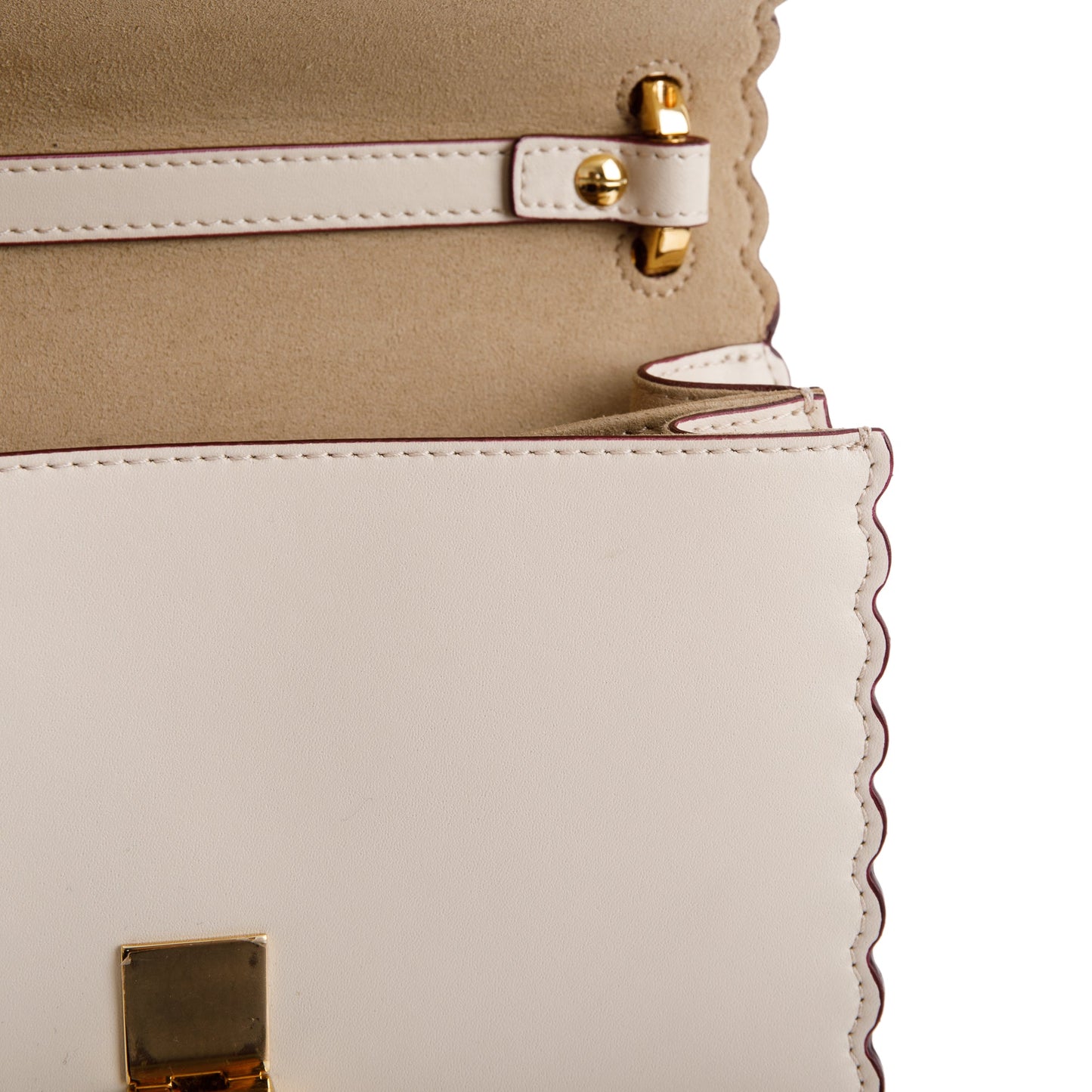 Fendi Small Scalloped Studded Kan I Shoulder Bag