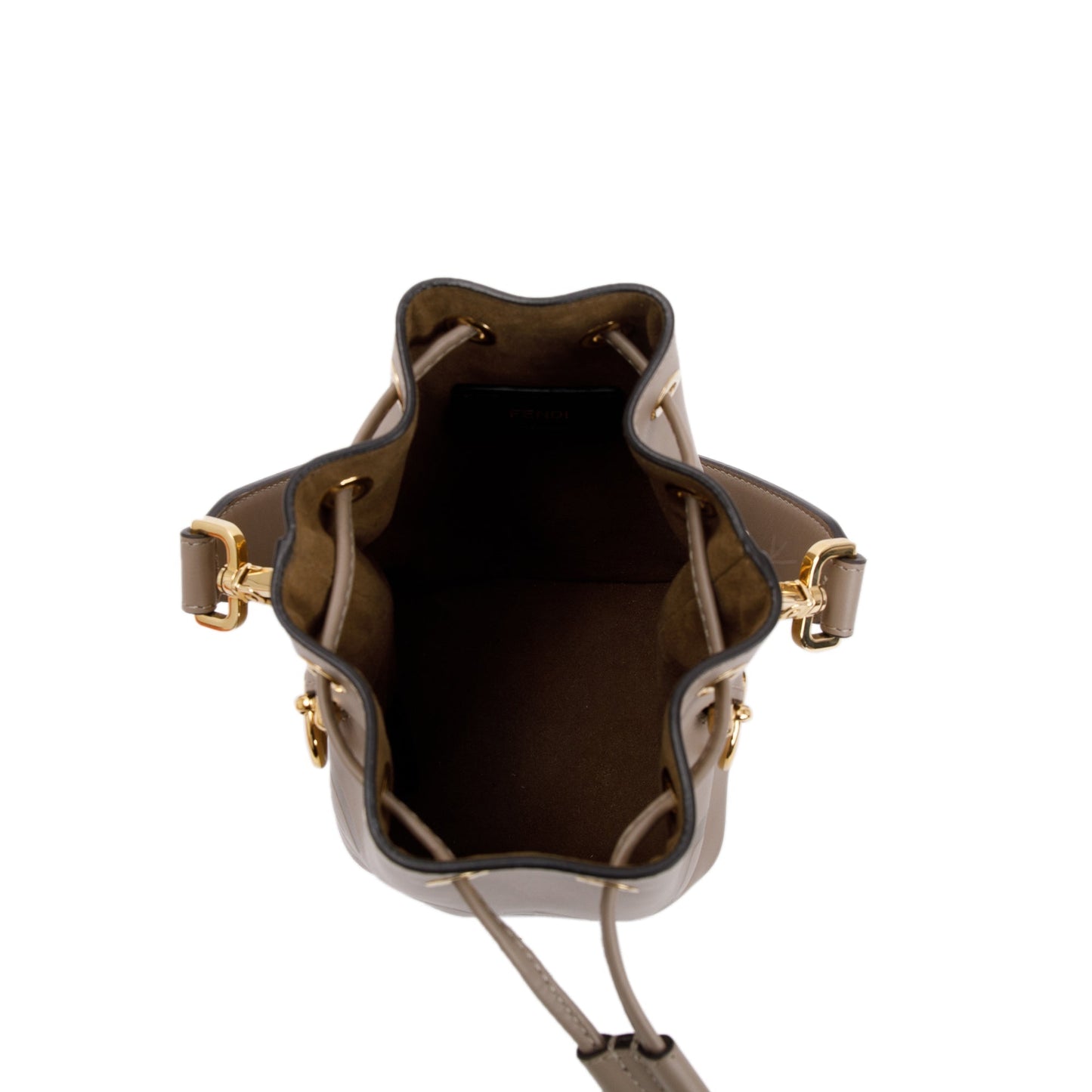 Fendi Taupe Calskin Leather Mini Mon Tresor Bucket Bag