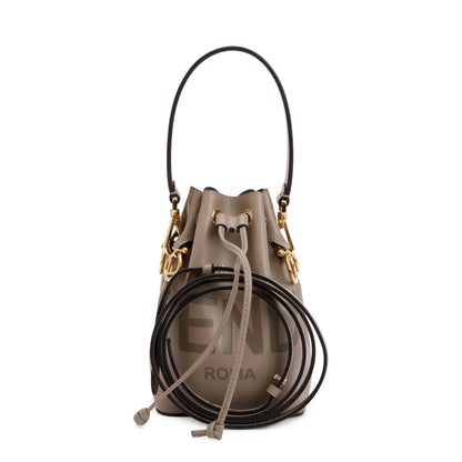 Fendi Taupe Calskin Leather Mini Mon Tresor Bucket Bag