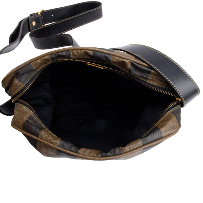 Fendi Vintage Brown Pequin Coated Canvas Crossbody Bag