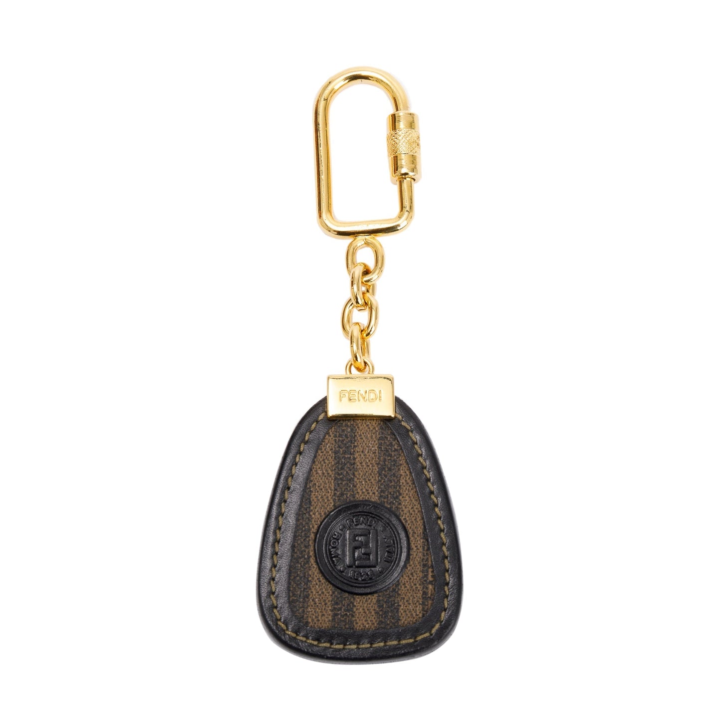 Fendi Vintage Canvas & Leather Logo Keychain