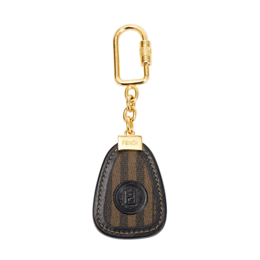 Fendi Vintage Canvas & Leather Logo Keychain