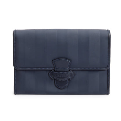 Fendi Vintage Navy Pequin Coated Canvas Crossbody Bag