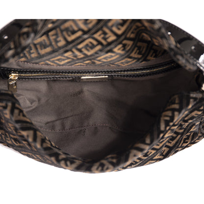 Fendi Vintage Velvet Zucca Resin Baguette Flap Bag