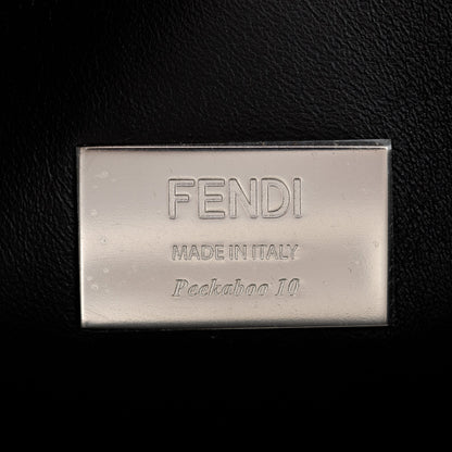 Fendi White & Black Canvas Calf Leather Medium Peekaboo Bag