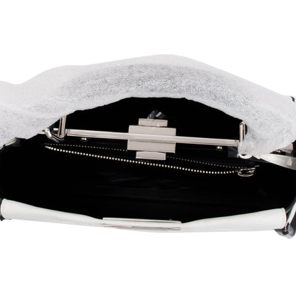 Fendi White & Black Canvas Calf Leather Medium Peekaboo Bag