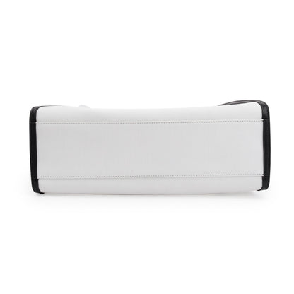 Fendi White & Black Canvas Calf Leather Medium Peekaboo Bag