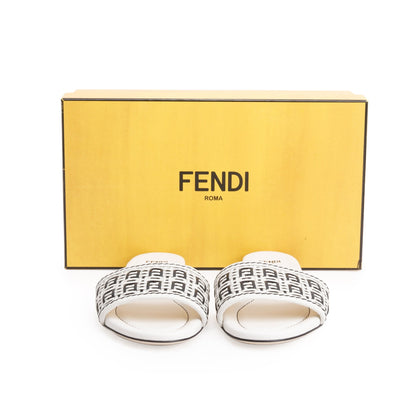 Fendi White Calskin Leather Interlaced FF Woven Mule Sandals, Size 37.5