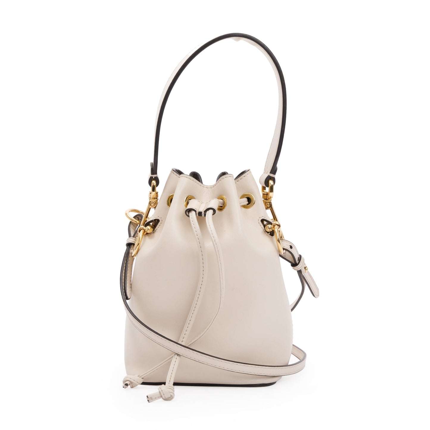 Fendi White Calskin Mini Mon Tresor Bucket Bag