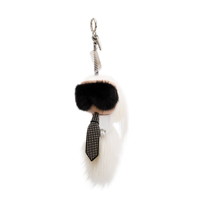 Fendi White Mink Fox Fur Mini Karlito Bag Charm