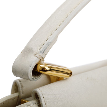 Fendi White Shearling Mini Peekaboo Handle Bag