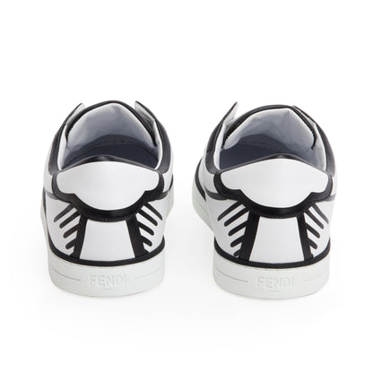 Fendi X Joshua Vides White Black Nappa Leather Rockoclick Slip On Sneakers, Size 37.5