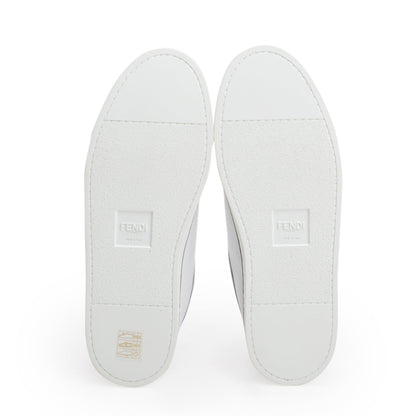 Fendi X Joshua Vides White Black Nappa Leather Rockoclick Slip On Sneakers, Size 37.5