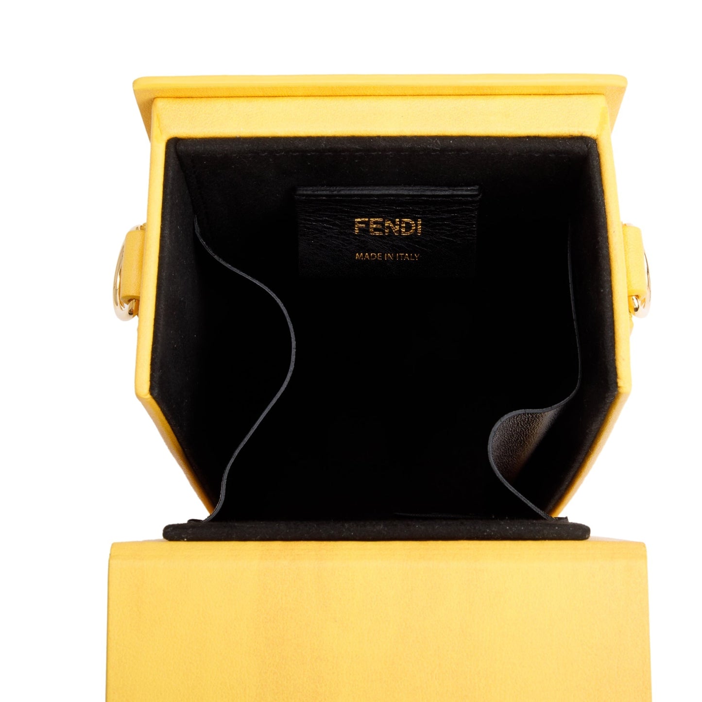 Fendi Yellow Vitello Leather Vertical Box Shoulder Bag