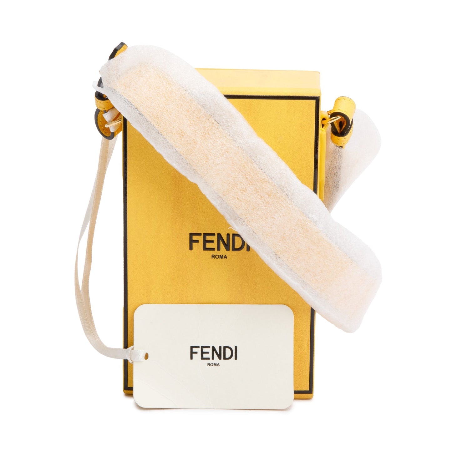 Fendi Yellow Vitello Leather Vertical Box Shoulder Bag