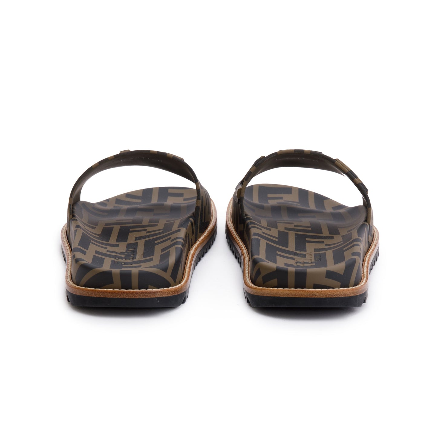 Fendi Zucca FF Logo Rubber Slides, Men’s Size 6