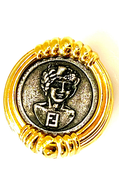 FENDI VINTAGE ROMAN COIN CLIP ON EARRINGS