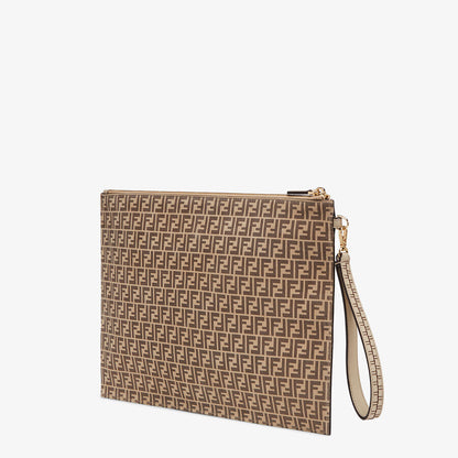 Fendi Large Soft Flat Pouch in Beige