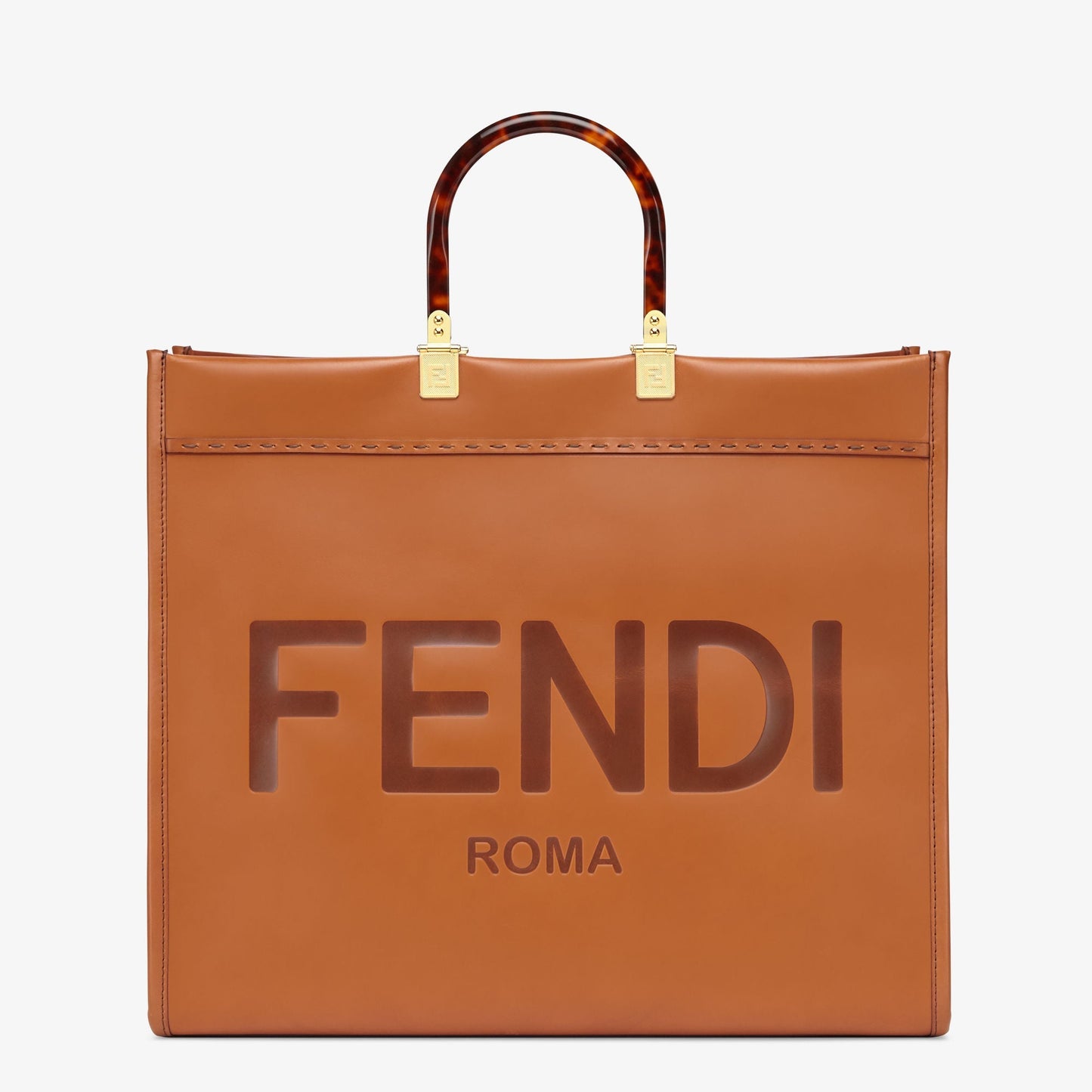Fendi Large Sunshine Shopper Bag in Brown Leather