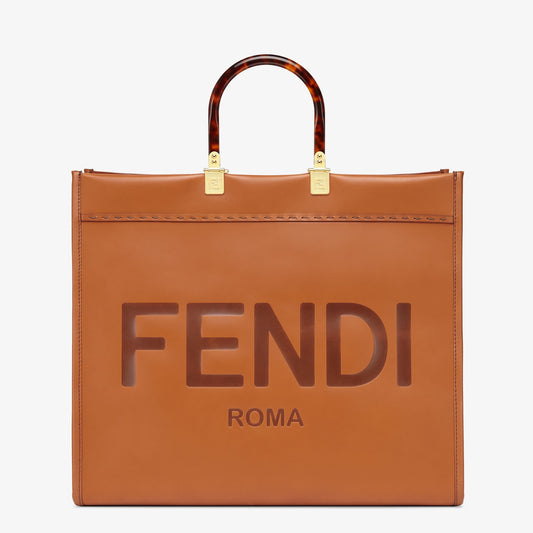 Fendi Large Sunshine Shopper Bag in Brown Leather