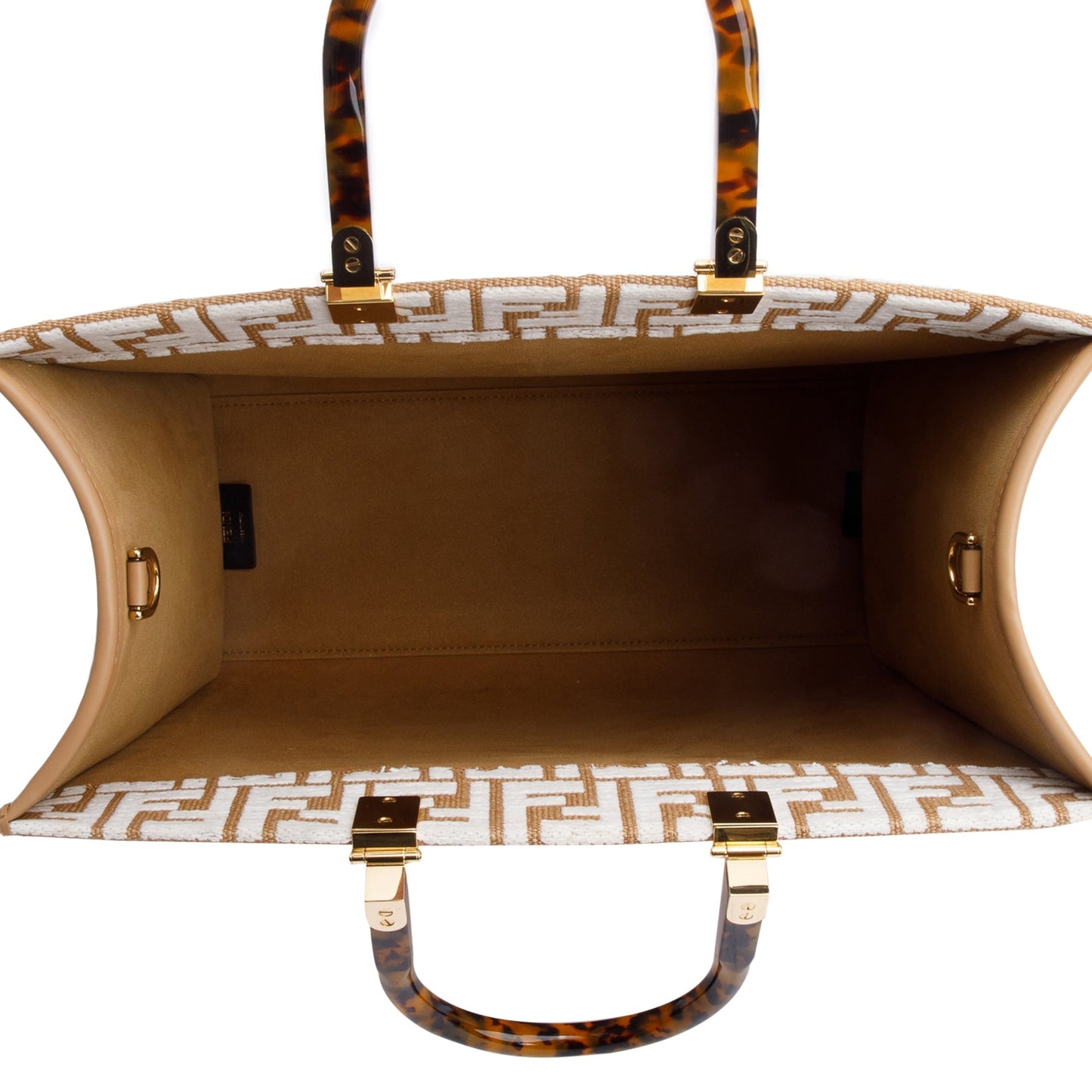 Fendi Beige Zucca FF Raffia Medium Sunshine Tote Bag