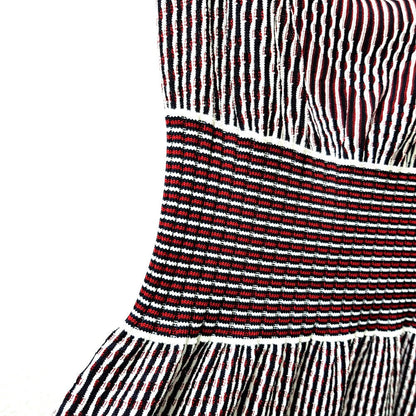 CHANEL one piece P47925 Rayon Black x Red x White stripe Summer dress Women 34