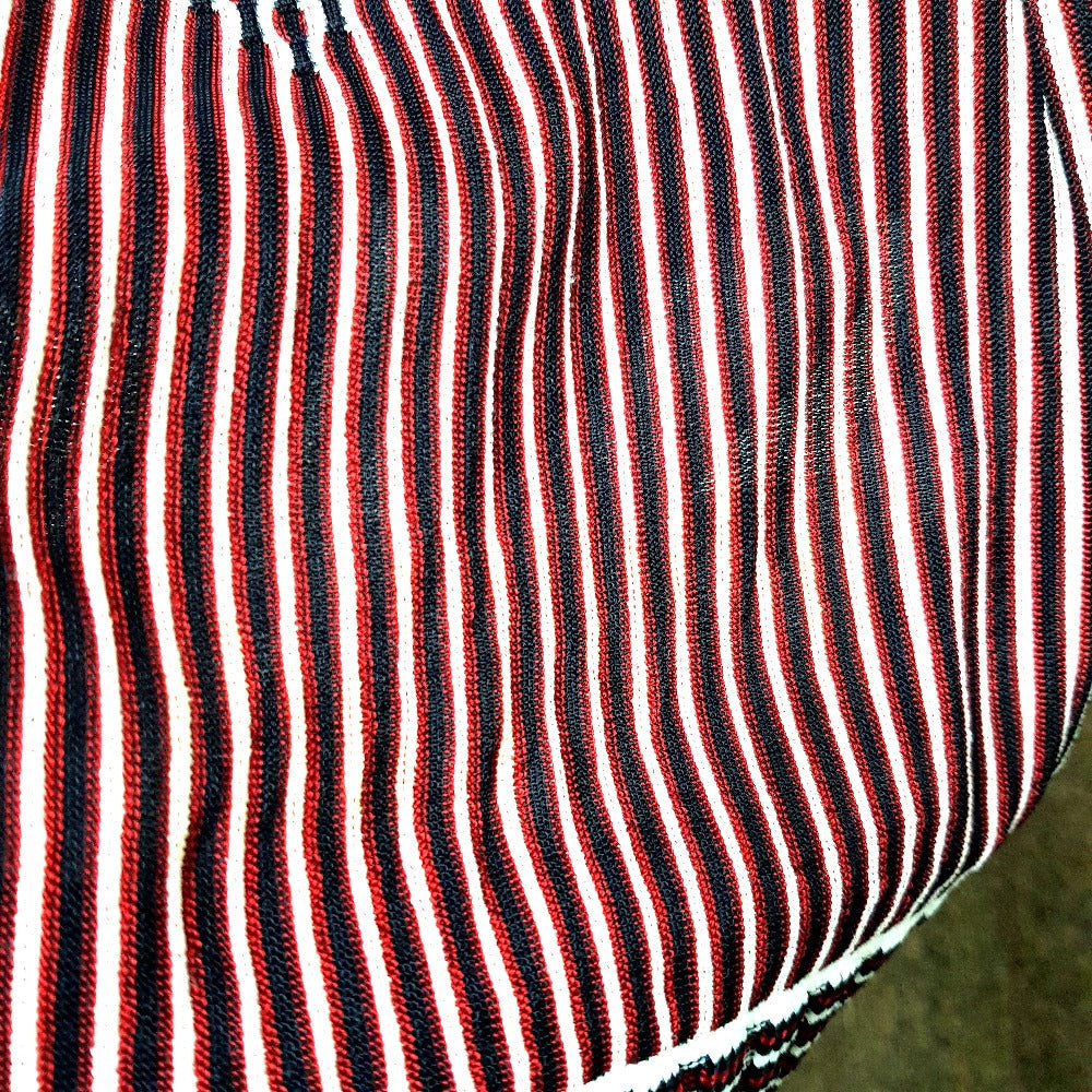 CHANEL one piece P47925 Rayon Black x Red x White stripe Summer dress Women 34
