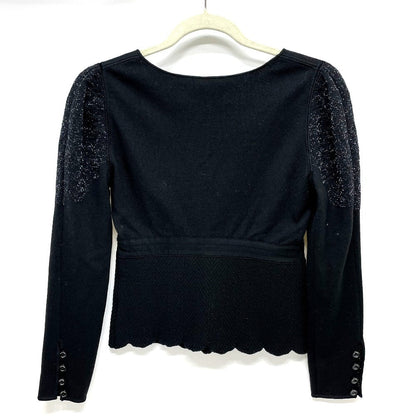 CHANEL setup P29091K00191 Wool, Rayon, Cashmere / Polyester black 06A Glitter knit flare skirt Women 38/34