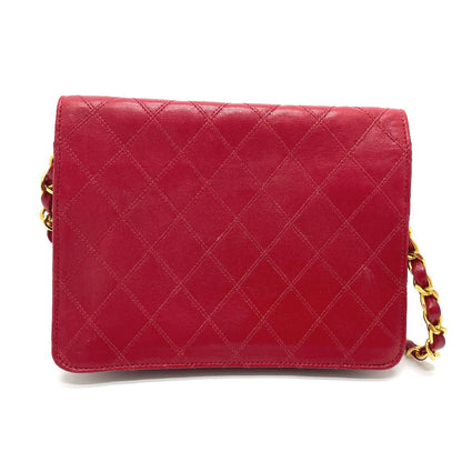 CHANEL Shoulder Bag lambskin Red x Gold Metal Bicolole COCO Mark Women