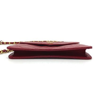 CHANEL Shoulder Bag lambskin Red x Gold Metal Bicolole COCO Mark Women