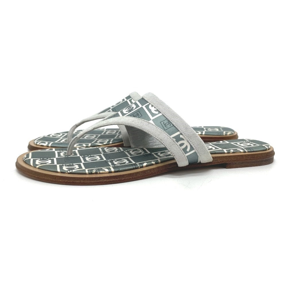 CHANEL Sandals Wood, Satin Green type CC COCO Mark Petanko Women 35