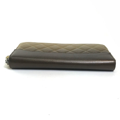 CHANEL Long Wallet Purse lambskin Gold x Brown Gradation Matrasse Women