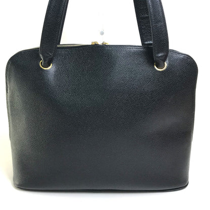 CHANEL Shoulder Bag Caviar skin black vintage COCO Mark CC Women