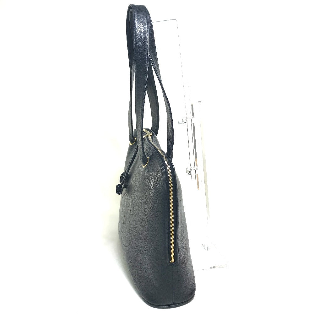 CHANEL Shoulder Bag Caviar skin black vintage COCO Mark CC Women