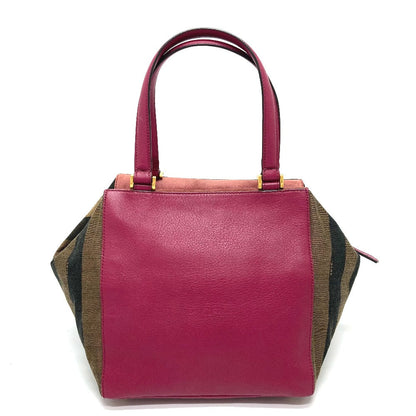FENDI Handbag 8BN251 Leather / canvas Brown x purple type Pecan Women
