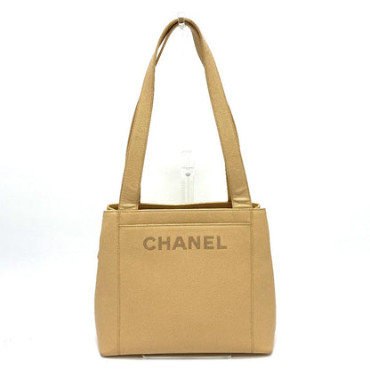 CHANEL Tote Bag Caviar skin beige logo Women