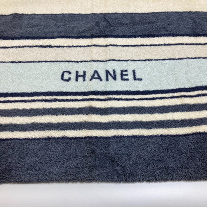 CHANEL towel cotton Ivoryx Blue type border bath towel unisex(Unisex)