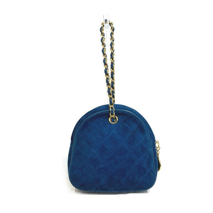 CHANEL Handbag suede blue COCO Mark CC Matrasse Chain Women