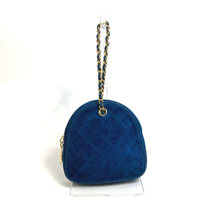 CHANEL Handbag suede blue COCO Mark CC Matrasse Chain Women