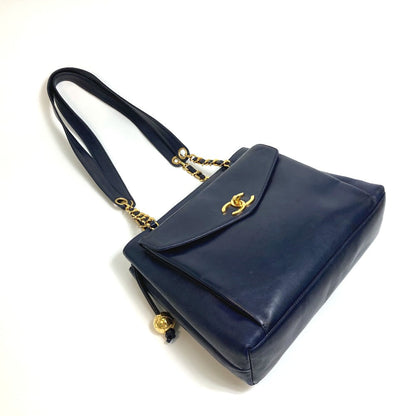 CHANEL Shoulder Bag lambskin Navy CC COCO Mark Coco ball Women