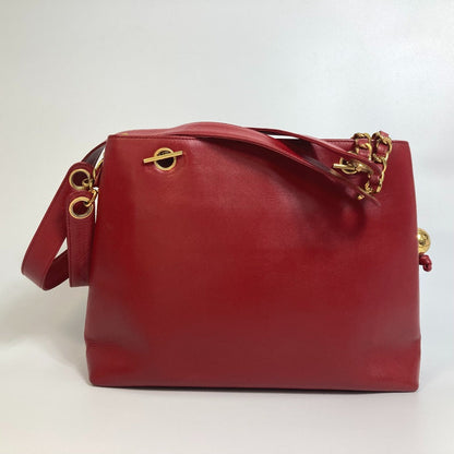 CHANEL Shoulder Bag lambskin Red CCCOCO Mark Turnlock outside flap Women