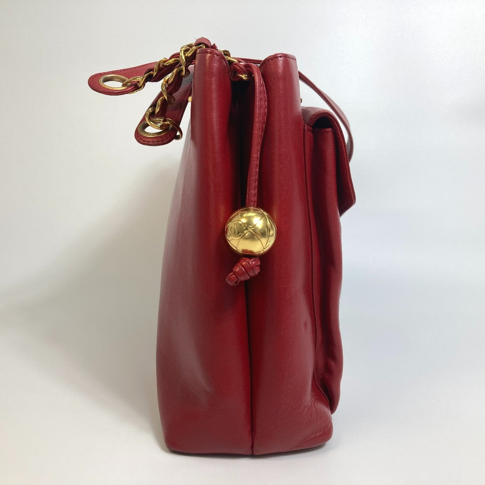 CHANEL Shoulder Bag lambskin Red CCCOCO Mark Turnlock outside flap Women