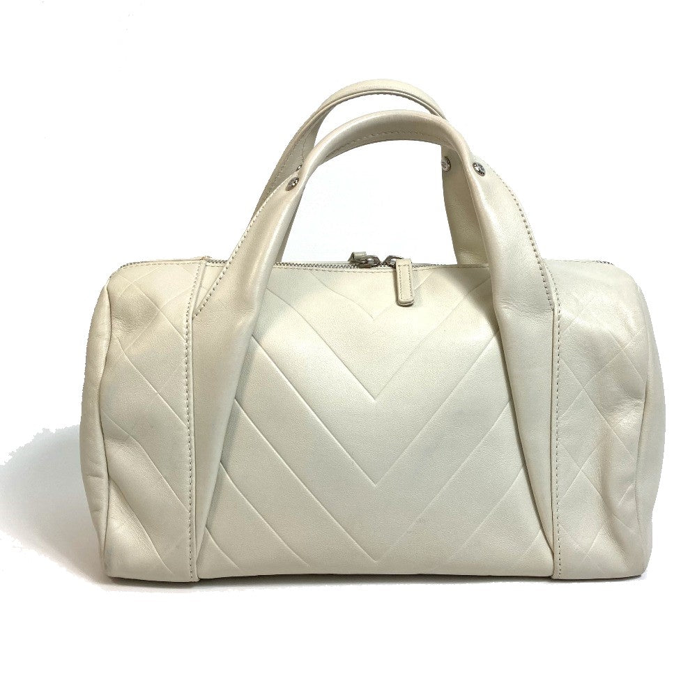 CHANEL Boston Duffel bag A30899 leather Ivory CCCOCO Mark Chevron Vstitch Women