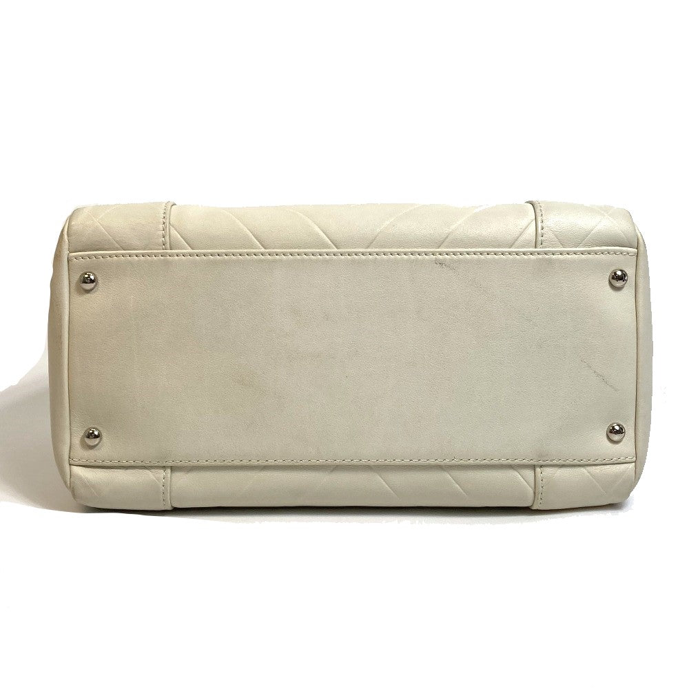 CHANEL Boston Duffel bag A30899 leather Ivory CCCOCO Mark Chevron Vstitch Women