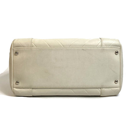 CHANEL Boston Duffel bag A30899 leather Ivory CCCOCO Mark Chevron Vstitch Women