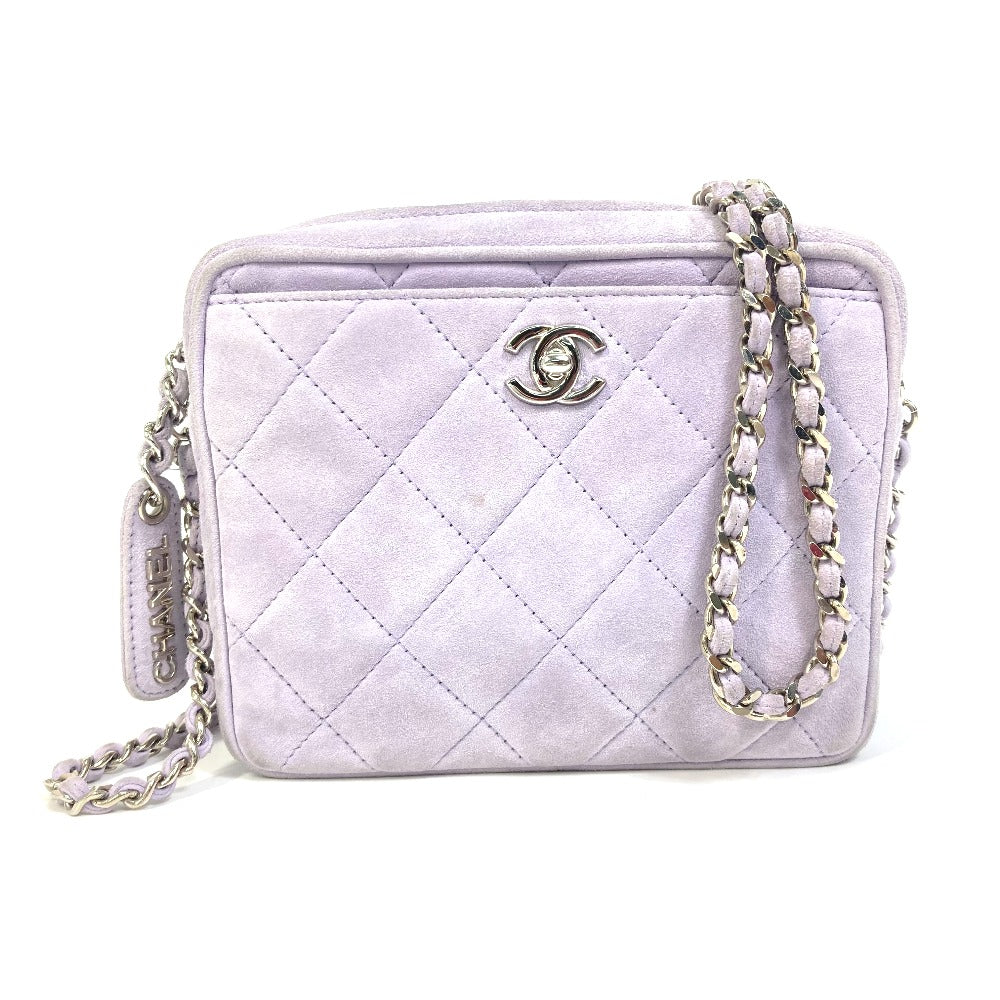 CHANEL Shoulder Bag suede purple CC COCO Mark Crossbody Mini matrasse Women